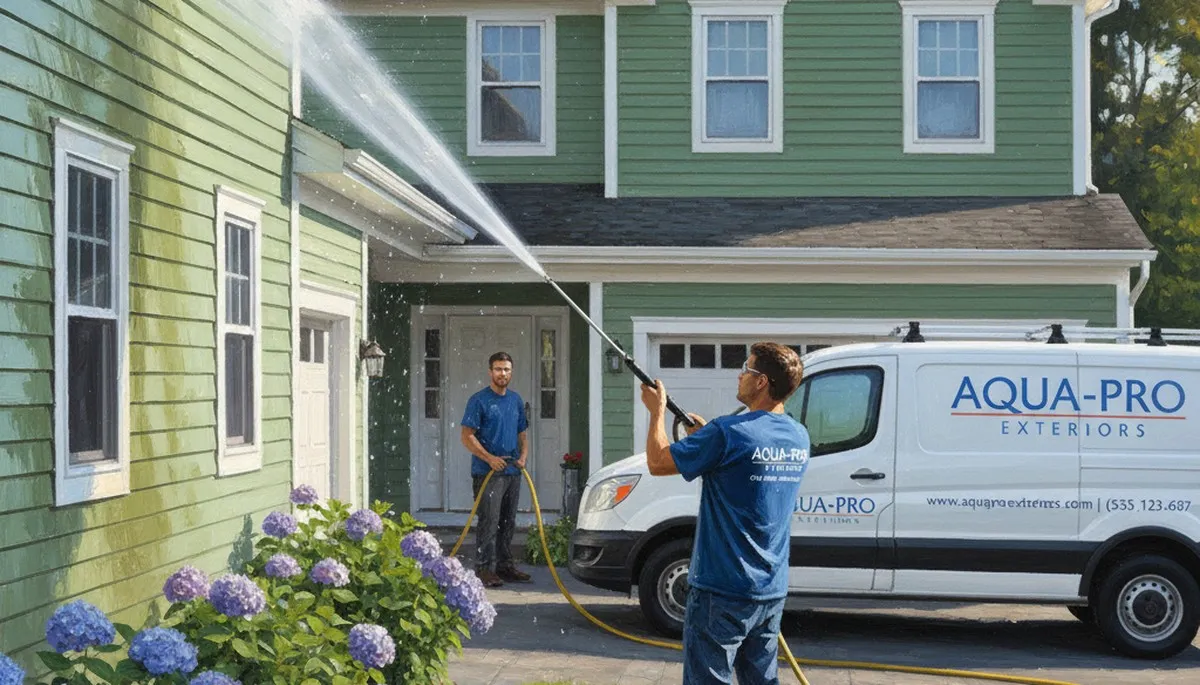 Vinyl siding pressure cleaning in Vancouver, WA for moss, algae, and grime removal